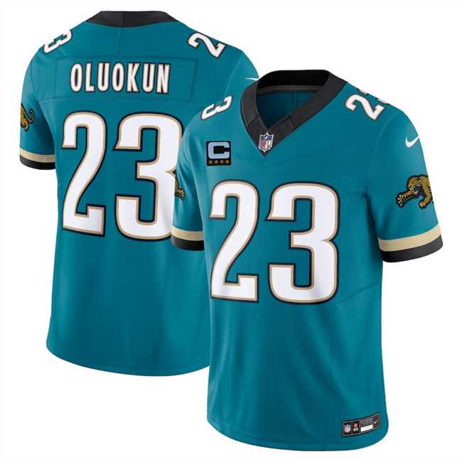 Mens Jacksonville Jaguars #23 Foye Oluokun Teal 2025 F.U.S.E. With 4-Star C Patch Prowler Throwback Vapor Limited Stitched Jersey Dzhi->jacksonville jaguars->NFL Jersey