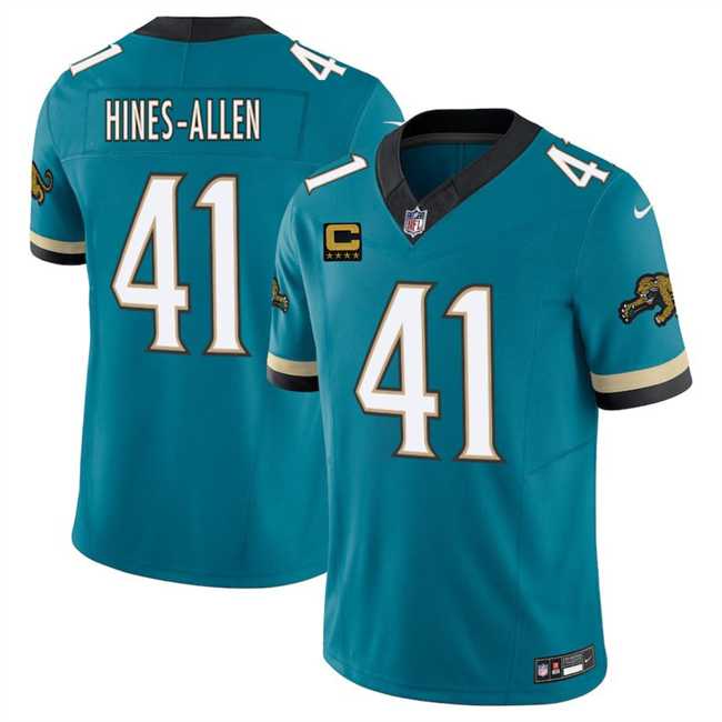 Mens Jacksonville Jaguars #41 Josh Hines-Allen Teal 2025 F.U.S.E. With 4-Star C Patch Prowler Throwback Vapor Limited Stitched Jersey Dzhi->jacksonville jaguars->NFL Jersey
