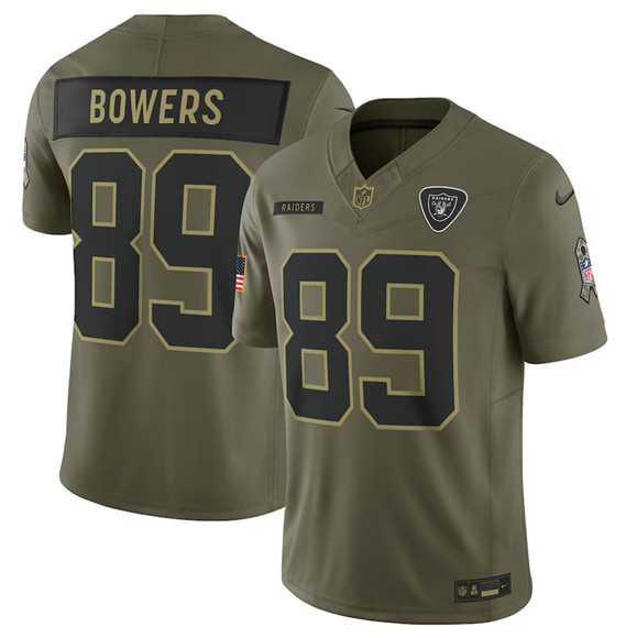 Mens Las Vegas Raiders #89 Brock Bowers Olive 2025 Salute to Service Limited Stitched Jersey Dyin->las vegas raiders->NFL Jersey