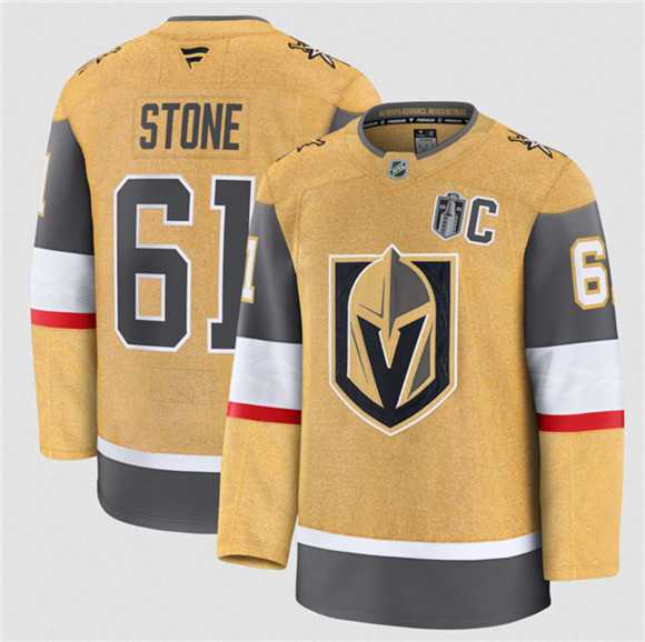 Men%27s Vegas Golden Knights #61 Mark Stone Gold 2026 Stanley Cup Final Patch And C Patch Home Stitched Hockey Jersey Dzhi->vegas golden knights->NHL Jersey