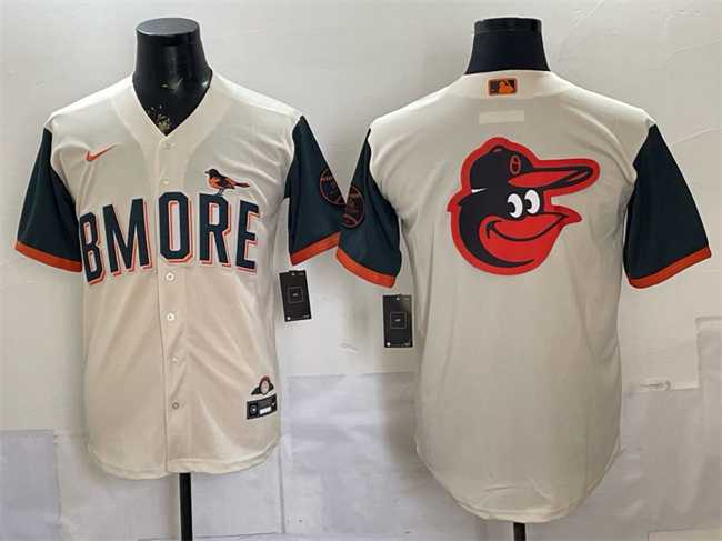 Mens Baltimore Orioles Team Big Logo Natural 2026 City Connect Stadium Stitched Jersey Dzhi->baltimore orioles->MLB Jersey