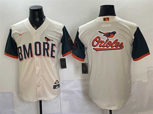 Mens Baltimore Orioles Team Big Logo Natural 2026 City Connect Stadium Stitched Jersey Dzhi->baltimore orioles->MLB Jersey