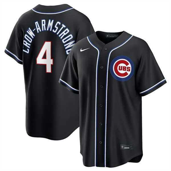Mens Chicago Cubs #4 Pete Crow-Armstrong 2026 Black Out Stitched Jersey Dzhi->chicago cubs->MLB Jersey