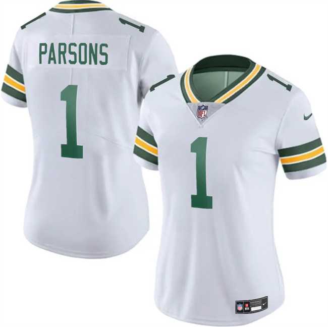 Women%27s Green Bay Packers #1 Micah Parsons White 2025 Vapor Untouchable Limited Stitched Jersey Dzhi->kansas city chiefs->NFL Jersey