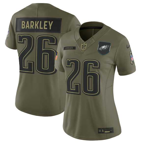 Women%27s Philadelphia Eagles #26 Saquon Barkley Olive 2025 Salute to Service Limited Stitched Jersey Dyin->washington commanders->NFL Jersey
