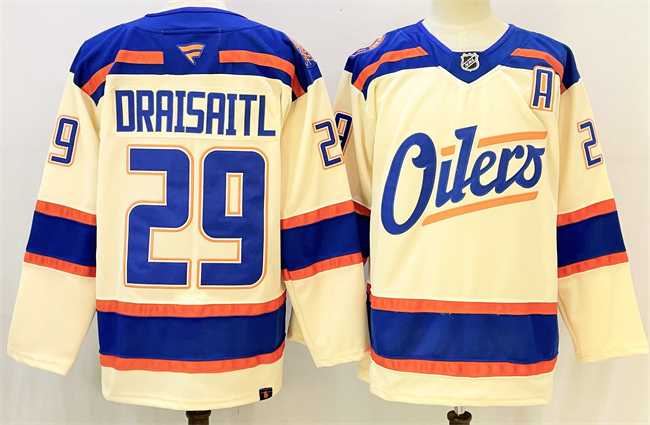 Men%27s Edmonton Oilers #29 Leon Draisaitl Light Beige Alternate With A Patch Stitched Hockey Jersey->south carolina gamecocks->NCAA Jersey