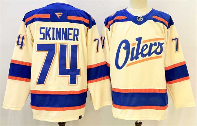 Men%27s Edmonton Oilers #74 Stuart Skinner Light Beige 2025 Alternate Stitched Hockey Jersey->edmonton oilers->NHL Jersey