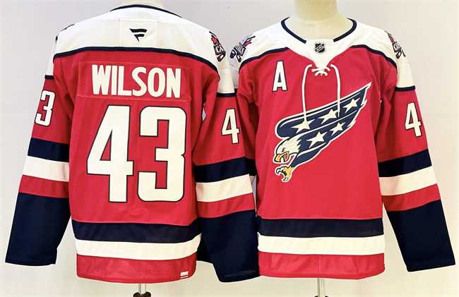 Mens Washington Capitals #43 Tom Wilson Red With A Patch Stitched Hockey Jersey->washington capitals->NHL Jersey