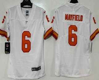 Womens Tampa Bay Buccaneers #6 Baker Mayfield Limited White Throwback Vapor Jersey->tampa bay buccaneers->NFL Jersey