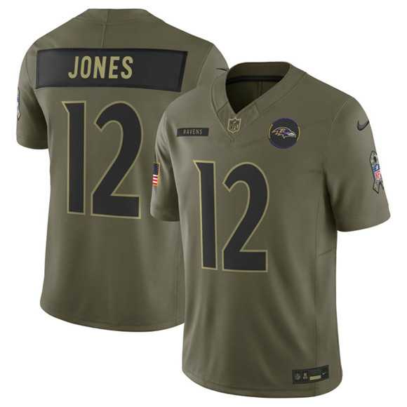 Mens Baltimore Ravens #12 Jacoby Jones Olive 2025 Salute to Service Limited Stitched Jersey Dyin->baltimore ravens->NFL Jersey