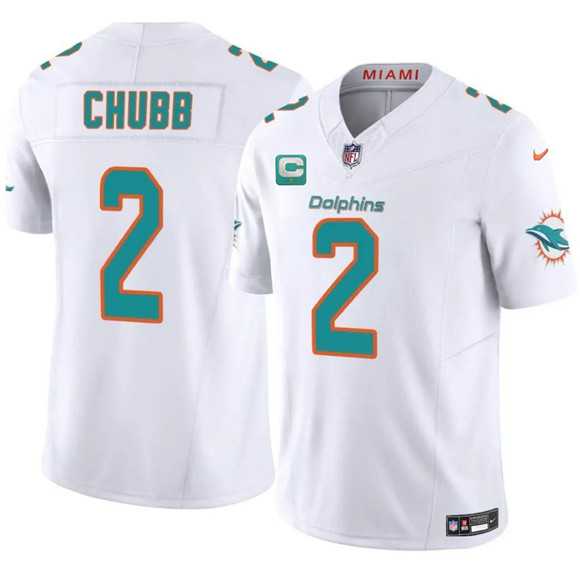 Mens Miami Dolphins #2 Bradley Chubb White 2025 F.U.S.E. With 1-Star C Patch Vapor Limited Stitched Jersey Dzhi->miami dolphins->NFL Jersey