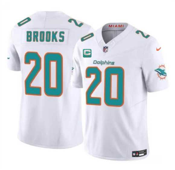 Mens Miami Dolphins #20 Jordyn Brooks White 2025 F.U.S.E. With 1-Star C Patch Vapor Limited Stitched Jersey Dzhi->miami dolphins->NFL Jersey