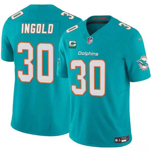 Mens Miami Dolphins #30 Alec Ingold Aqua 2025 F.U.S.E. With 3-Star C Patch Vapor Limited Stitched Jersey Dzhi->miami dolphins->NFL Jersey