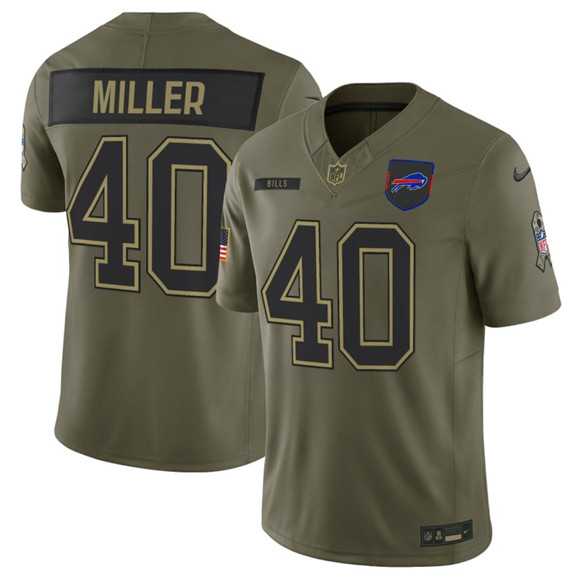 Men%27s Buffalo Bills #40 Von Miller Olive 2025 Salute to Service Limited Stitched Jersey Dyin->buffalo bills->NFL Jersey