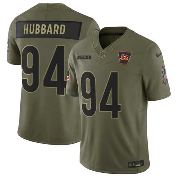 Mens Cincinnati Bengals #94 Sam Hubbard Olive 2025 Salute to Service Limited Stitched Jersey Dyin->cincinnati bengals->NFL Jersey