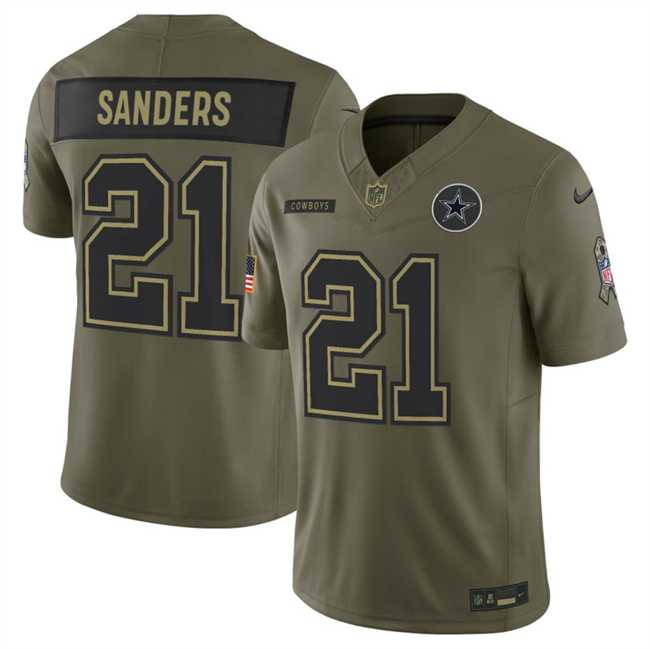 Men%27s Dallas Cowboys #21 Deion Sanders Olive 2025 F.U.S.E. Salute to Service Limited Stitched Jersey Dyin->dallas cowboys->NFL Jersey