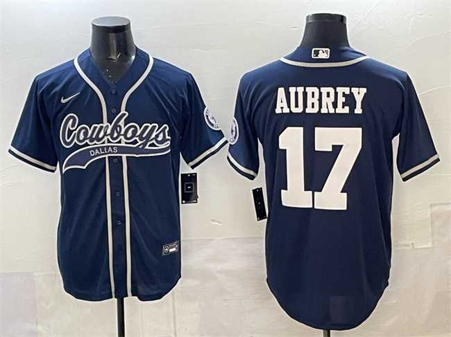 Men%27s Dallas Cowboys #17 Brandon Aubrey Navy Cool Base Stitched Baseball Jersey->dallas cowboys->NFL Jersey