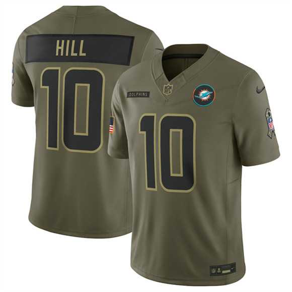 Mens Miami Dolphins #10 Tyreek Hill Olive 2025 F.U.S.E. Salute to Service Limited Stitched Jersey Dyin->miami dolphins->NFL Jersey