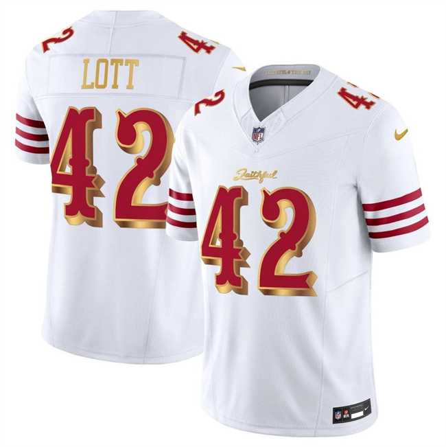 Mens San Francisco 49ers #42 Ronnie Lott White Gold 2025 F.U.S.E. Rivalries Vapor Limited Stitched Jersey->san francisco 49ers->NFL Jersey