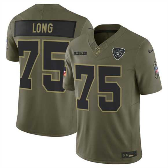Mens Las Vegas Raiders #75 Howie Long Olive 2025 Salute to Service Limited Stitched Jersey Dyin->las vegas raiders->NFL Jersey
