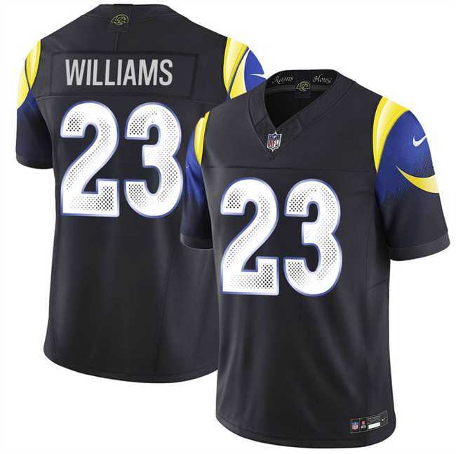 Men%27s Los Angeles Rams #23 Kyren Williams Black 2025 F.U.S.E. %27Rivalries%27 Vapor Limited Stitched Jersey Dzhi->miami dolphins->NFL Jersey