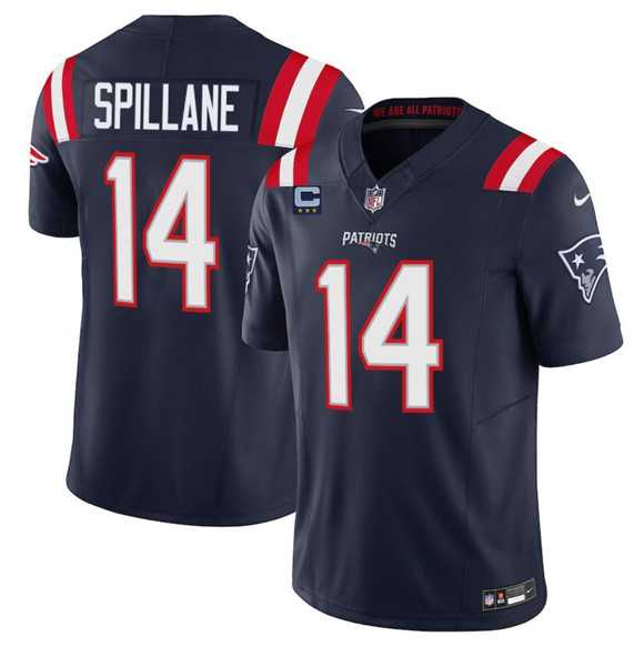 Mens New England Patriots #14 Robert Spillane Navy 2025 F.U.S.E. With 3-Star C Patch Vapor Limited Stitched Jersey Dzhi->new england patriots->NFL Jersey