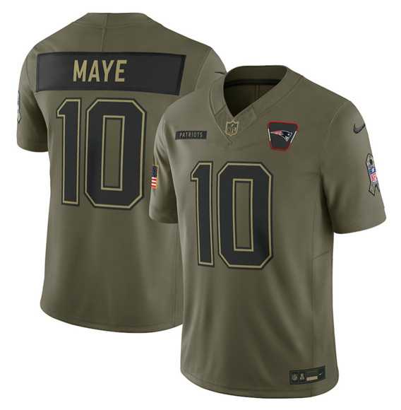Mens New England Patriots #10 Drake Maye Olive 2025 Salute to Service Limited Stitched Jersey Dyin->new england patriots->NFL Jersey