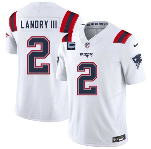 Mens New England Patriots #2 Harold Landry III White 2025 F.U.S.E. With 1-Star C Patch Vapor Limited Stitched Jersey Dzhi->new england patriots->NFL Jersey