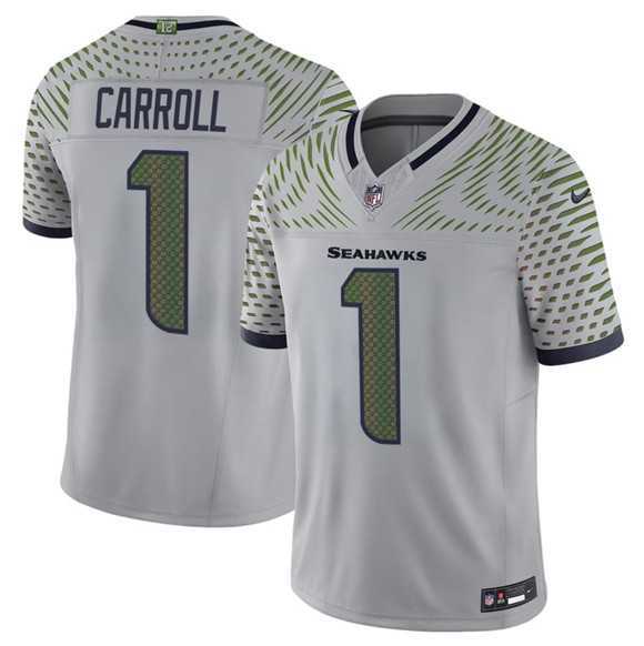 Men%27s Seattle Seahawks #1 Pete Carroll Gray 2025 F.U.S.E. %27Rivalries%27 Vapor Untouchable Limited Stitched Jersey Dzhi->san francisco 49ers->NFL Jersey