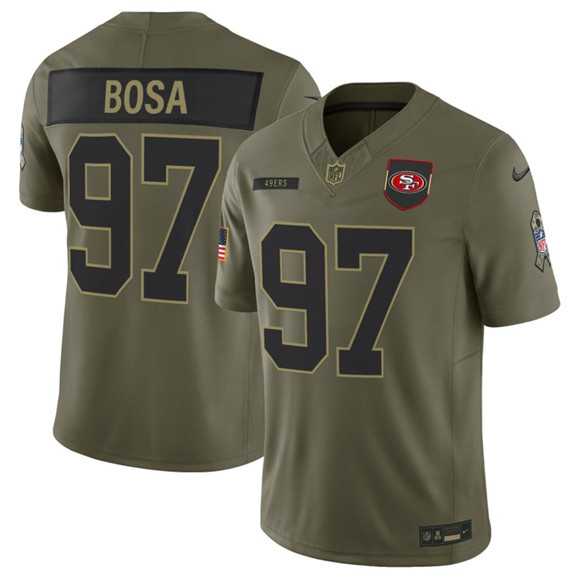 Mens San Francisco 49ers #97 Nick Bosa Olive 2025 Salute to Service Limited Stitched Jersey Dyin->san francisco 49ers->NFL Jersey
