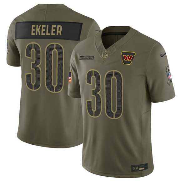Mens Washington Commanders #30 Austin Ekeler Olive 2025 Salute to Service Limited Stitched Jersey Dyin->washington commanders->NFL Jersey