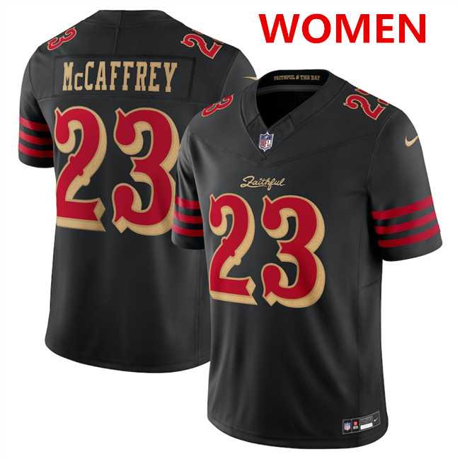 Womens San Francisco 49ers #23 Christian McCaffrey Black 2025 F.U.S.E. Rivalries Vapor Limited Stitched Jersey Dzhi->san francisco 49ers->NFL Jersey