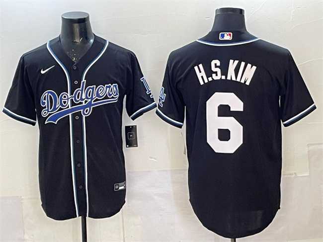 Men%27s Los Angeles Dodgers #6 H.S.Kim Black Cool Base Stitched Baseball Jersey->houston astros->MLB Jersey