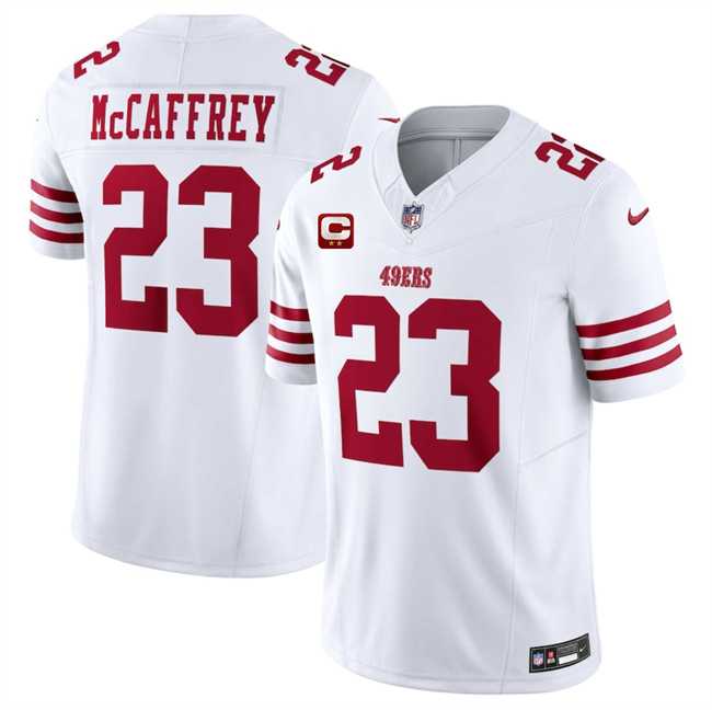 Mens San Francisco 49ers #23 Christian McCaffrey White 2025 F.U.S.E. With 2-Star C Patch Vapor Untouchable Limited Stitched Jersey Dzhi->san francisco 49ers->NFL Jersey