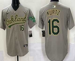 Mens Oakland Athletics #16 Nick Kurtz Gray Limited Jersey->oakland athletics->MLB Jersey