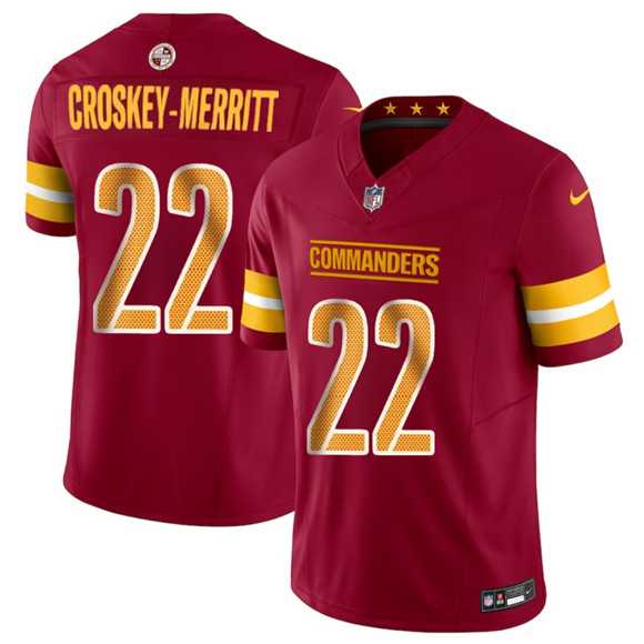 Mens Washington Commanders #22 Jacory Croskey-Merritt Burgundy 2025 Draft F.U.S.E. Vapor Limited Stitched Jersey Dzhi->washington commanders->NFL Jersey