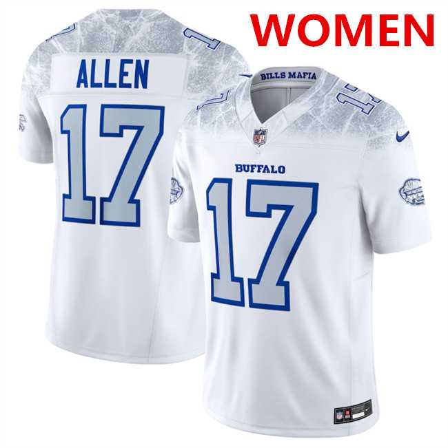 Women%27s Buffalo Bills #17 Josh Allen White 2025 F.U.S.E. %27Rivalries%27 Vapor Untouchable Stitched Jersey Dzhi->buffalo bills->NFL Jersey