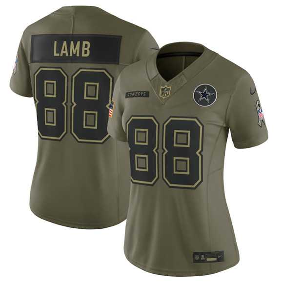 Womens Dallas Cowboys #88 CeeDee Lamb Olive 2025 Salute to Service Limited Stitched Jersey Dyin->dallas cowboys->NFL Jersey