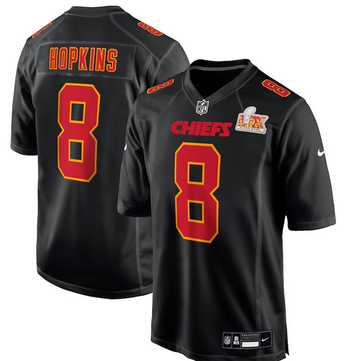 Men's Nike #8 DeAndre Hopkins Carbon Black Kansas City Chiefs Super Bowl LIX Fashion Game Jersey->kansas city chiefs->NFL Jersey